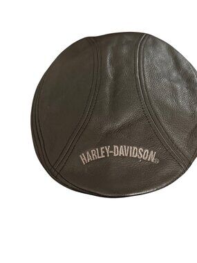 Vintage Harley-Davidson Black Leather Flat Cap Size M Newsboy  Hat